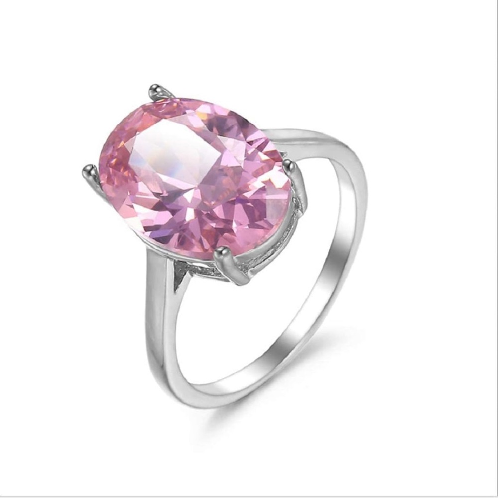 🆕New Pink Kunzite Oval Cut Gemstone Ring , 925 Sterling Silver - Picture 5 of 5